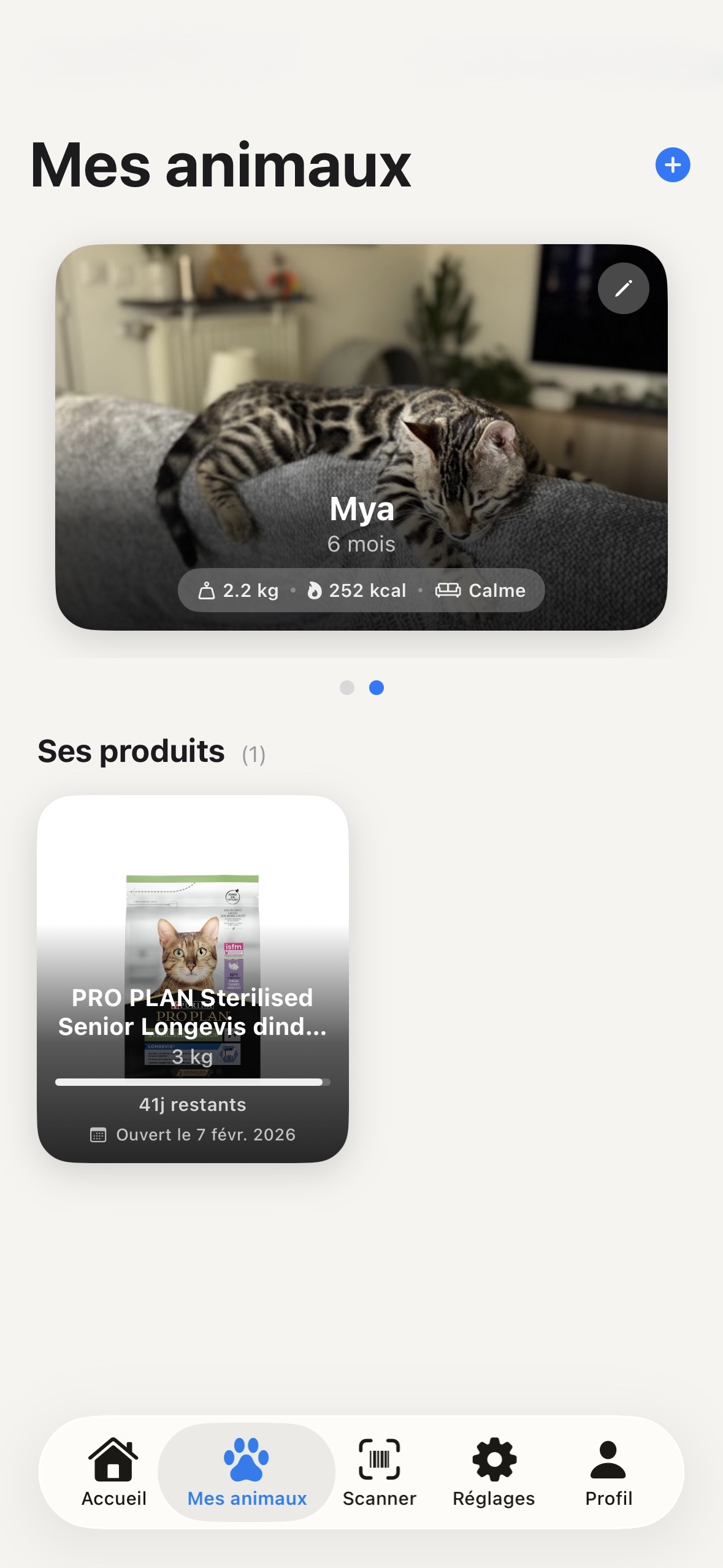 Capture de l'application Kroket - profil nutritionnel personnalisé pour animal